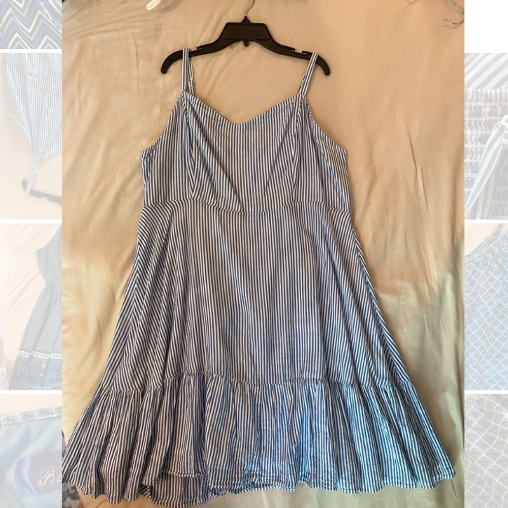 Old Navy Blue and White Pinstripe Dress
